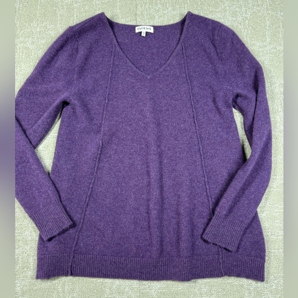Knyt & Lynk Purple 100% Cashmere V-Neck Long Sleeve Sweater Size M - Picture 1 of 6